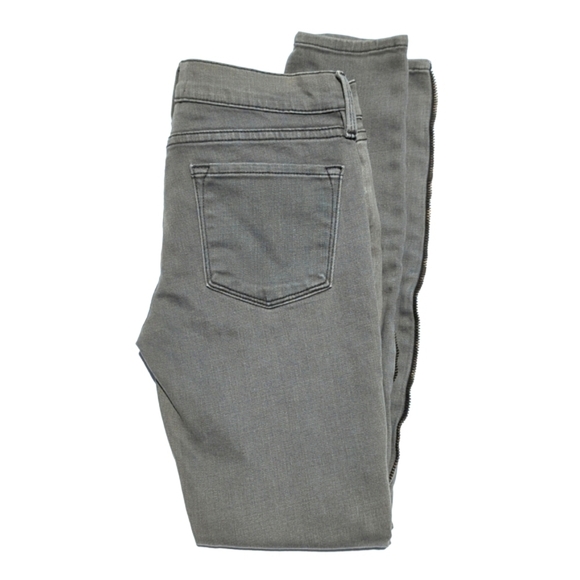 Frame Denim Thatcher Low Rise Side Zip Detail Cropped Le Skinny Jeans Gray 25 - Picture 1 of 16